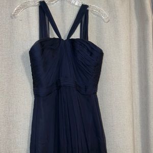Navy Blue Chiffon Bridesmaid Dress